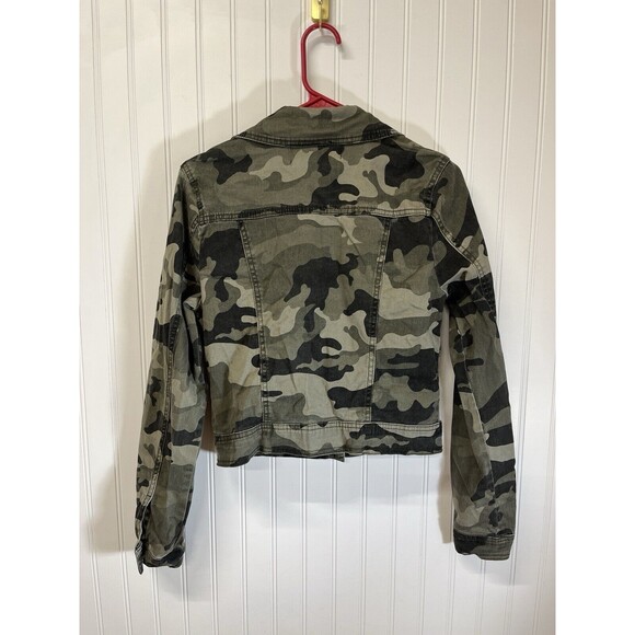 Jou Jou Military Style‎ Camo Jacket Silver Buttons. Flap & Side Pockets Wm Sz SM - Picture 6 of 8
